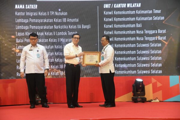 Menteri Yasonna Beri Lapas Parepare Penghargaan Satker Predikat WBK 2023