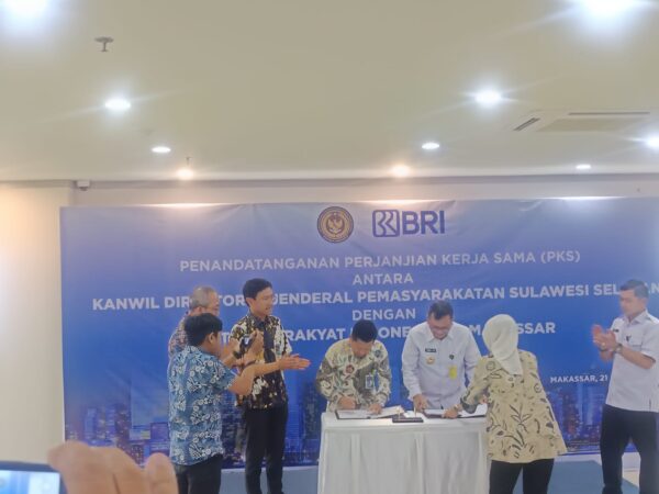 Wujudkan Pembangunan Zona Integritas, Kakanwil Ditjenpas Sulsel Teken PKS dengan BRI RO Makassar