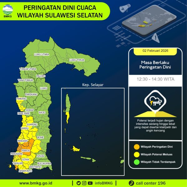 Sulsel Diguyur Hujan Seharian, BMKG Ingatkan Ancaman Angin Kencang